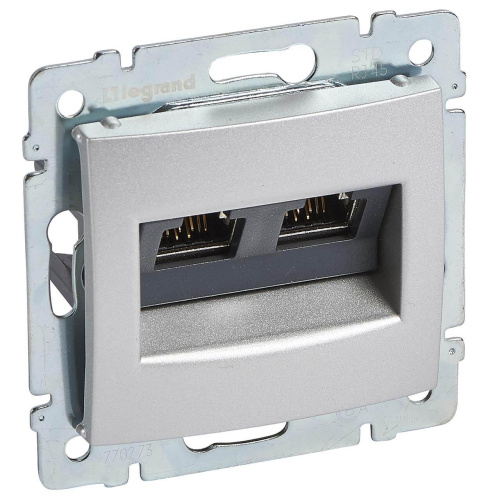 Розетка компьютерная 2хRJ45 Legrand Valena STP10 GIGA алюминий 770273 Розетка компьютерная 2хRJ45 Legrand Valena STP10 GIGA алюминий 770273