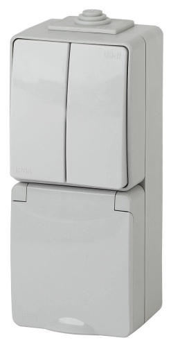 Блок розетка-выключатель двухклавишный ЭРА Эксперт IP65 16A 250V 11-7608-03 Б0035999 Блок розетка-выключатель двухклавишный ЭРА Эксперт IP65 16A 250V 11-7608-03 Б0035999