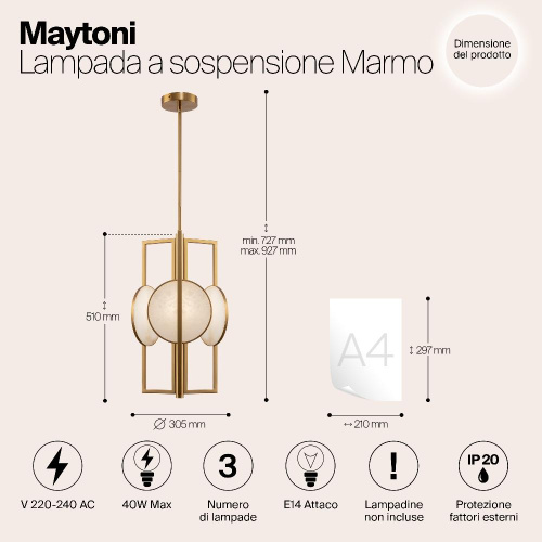 Подвесная люстра Maytoni Marmo MOD099PL-03G Подвесная люстра Maytoni Marmo MOD099PL-03G