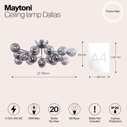 Потолочная люстра Maytoni Dallas MOD545PL-20CH Потолочная люстра Maytoni Dallas MOD545PL-20CH