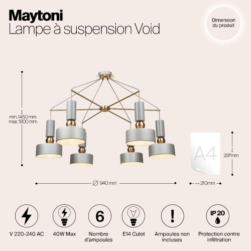 Подвесной светильник Maytoni MOD030PL-06GR Подвесной светильник Maytoni MOD030PL-06GR