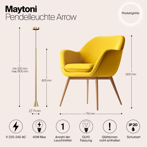 Подвесной светильник Maytoni Arrow P064PL-01G Подвесной светильник Maytoni Arrow P064PL-01G
