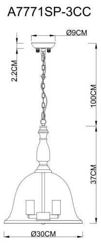 Подвесная люстра Arte Lamp Bell A7771SP-3CC Подвесная люстра Arte Lamp Bell A7771SP-3CC