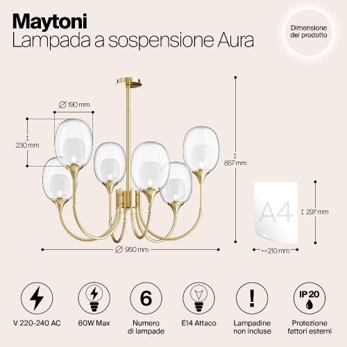 Подвесная люстра Maytoni Aura MOD016PL-06BS Подвесная люстра Maytoni Aura MOD016PL-06BS