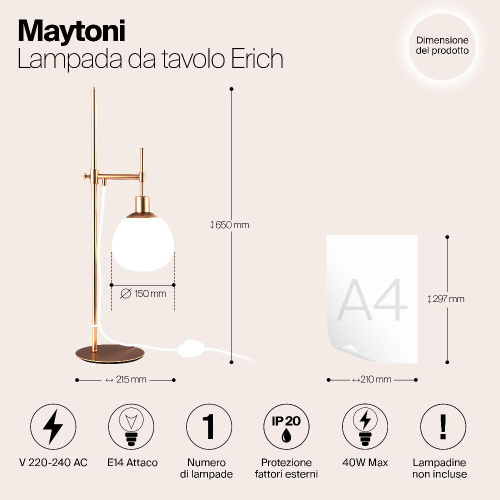 Настольная лампа Maytoni Erich MOD221-TL-01-G Настольная лампа Maytoni Erich MOD221-TL-01-G