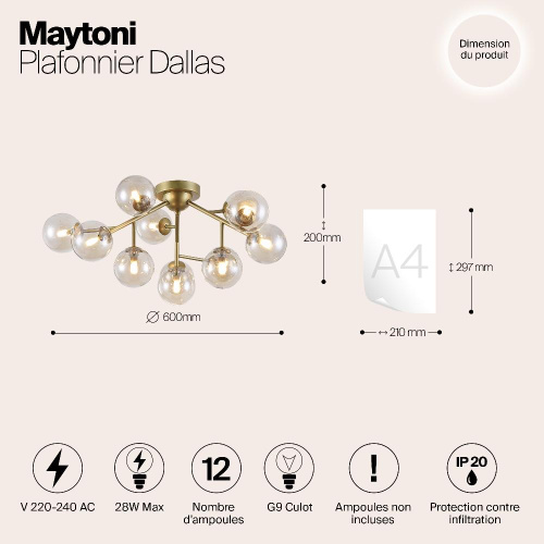 Потолочная люстра Maytoni Dallas MOD545PL-12G Потолочная люстра Maytoni Dallas MOD545PL-12G