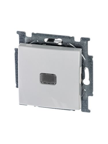 Выключатель одноклавишный ABB Basic55 10A 250V с подсветкой альпийский белый 2CKA001012A2153