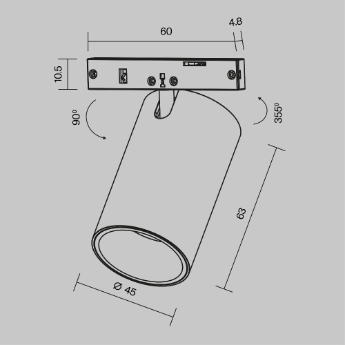 Трековый светильник Technical TR187-1-9W4K-M-BW Трековый светильник Technical TR187-1-9W4K-M-BW