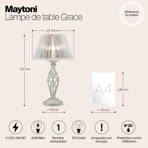 Настольная лампа Maytoni Grace ARM247-00-G Настольная лампа Maytoni Grace ARM247-00-G