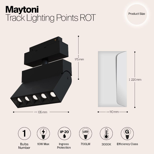 Трековый светодиодный светильник для магнитного шинопровода Maytoni Track lamps TR015-2-10W3K-B Трековый светодиодный светильник для магнитного шинопровода Maytoni Track lamps TR015-2-10W3K-B
