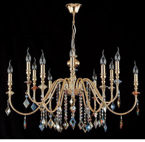 Подвесная люстра Crystal Lux MERCEDES SP6+6 GOLD/COLOR Подвесная люстра Crystal Lux MERCEDES SP6+6 GOLD/COLOR