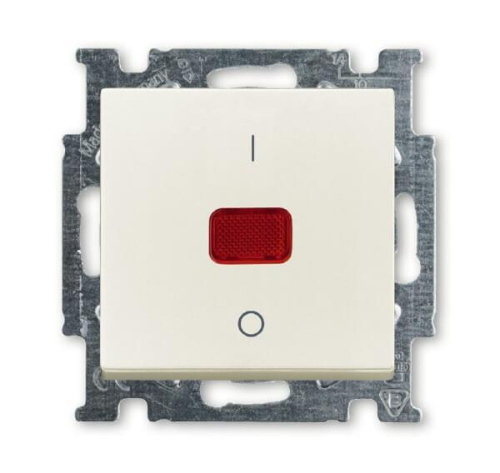 Выключатель одноклавишный двухполюсный ABB Basic55 20A 250V с подсветкой chalet-белый 2CKA001020A0093