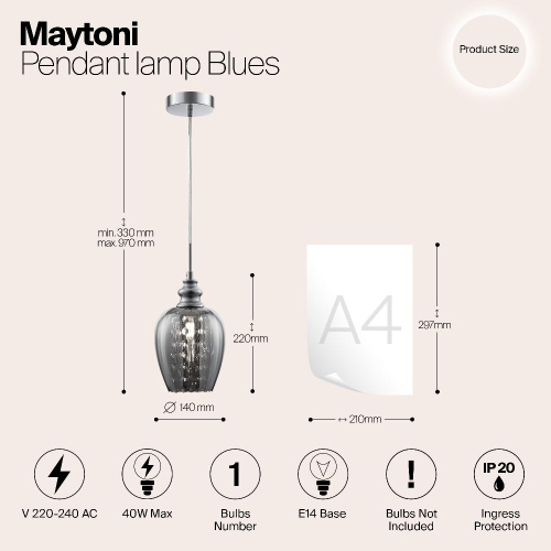 Подвесной светильник Maytoni Blues MOD033-PL-01-N Подвесной светильник Maytoni Blues MOD033-PL-01-N