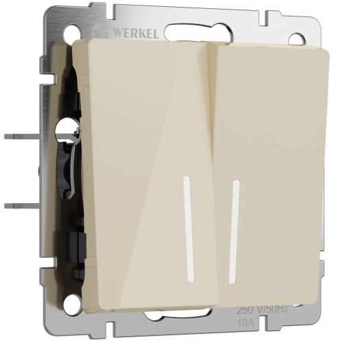 Выключатель двухклавишный с подсветкой Werkel айвори акрил W1120143 4690389197031 Выключатель двухклавишный с подсветкой Werkel айвори акрил W1120143 4690389197031