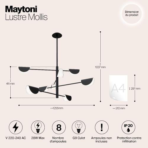Подвесная люстра Maytoni Technical Mollis MOD126PL-08B Подвесная люстра Maytoni Technical Mollis MOD126PL-08B