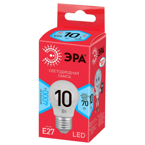 Лампа светодиодная ЭРА E27 10W 4000K матовая ECO LED P45-10W-840-E27 Б0032971 Лампа светодиодная ЭРА E27 10W 4000K матовая ECO LED P45-10W-840-E27 Б0032971