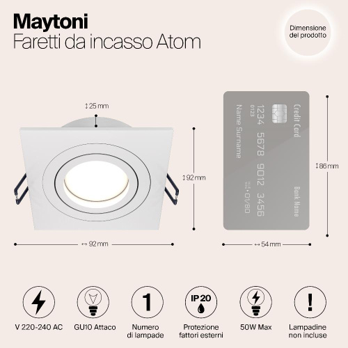 Встраиваемый светильник Maytoni Atom DL024-2-01W Встраиваемый светильник Maytoni Atom DL024-2-01W