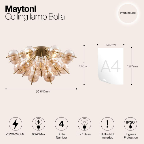 Потолочная люстра Maytoni Bolla MOD133CL-04BS Потолочная люстра Maytoni Bolla MOD133CL-04BS