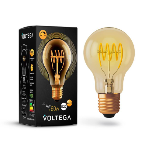 Лампа светодиодная диммируемая Voltega E27 4W 2800К прозрачная VG10-A60GE27warm4W-FB 7078
