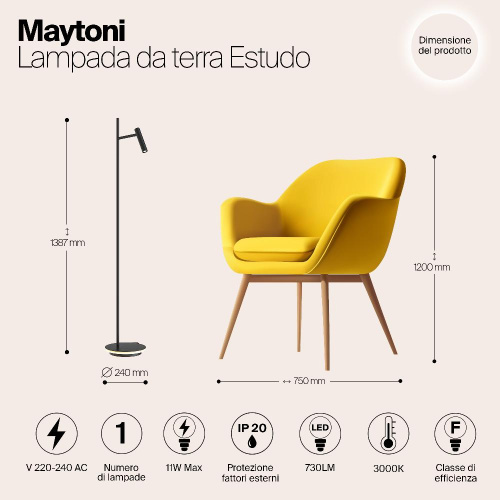 Торшер Maytoni Estudo Z010FL-L8B3K Торшер Maytoni Estudo Z010FL-L8B3K