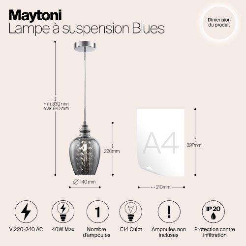 Подвесной светильник Maytoni Blues MOD033-PL-01-N Подвесной светильник Maytoni Blues MOD033-PL-01-N