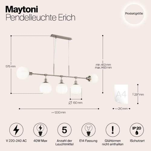 Подвесной светильник Maytoni MOD221-PL-05-N Подвесной светильник Maytoni MOD221-PL-05-N