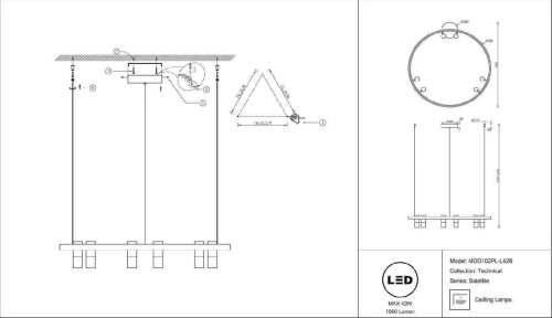 Подвесная светодиодная люстра Maytoni Satellite MOD102PL-L42B Подвесная светодиодная люстра Maytoni Satellite MOD102PL-L42B