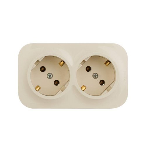 Розетка 2х2К+З Legrand Quteo 16A 250V слоновая кость 782263 Розетка 2х2К+З Legrand Quteo 16A 250V слоновая кость 782263