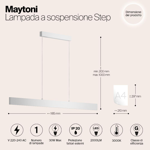 Подвесной светодиодный светильник Maytoni Step P010PL-L30W Подвесной светодиодный светильник Maytoni Step P010PL-L30W