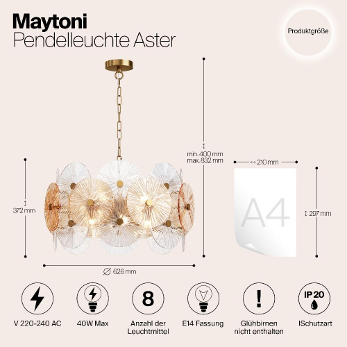 Подвесная люстра Maytoni Aster MOD007PL-08G Подвесная люстра Maytoni Aster MOD007PL-08G