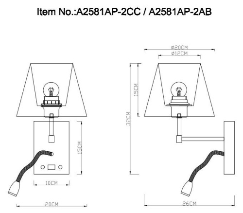 Бра Arte Lamp Elba A2581AP-2CC Бра Arte Lamp Elba A2581AP-2CC