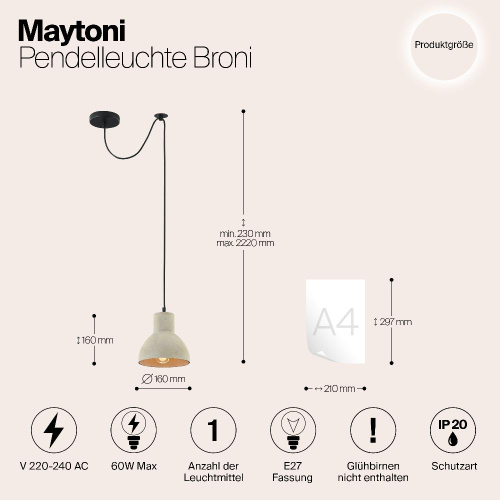 Подвесной светильник Maytoni Broni T434-PL-01-GR