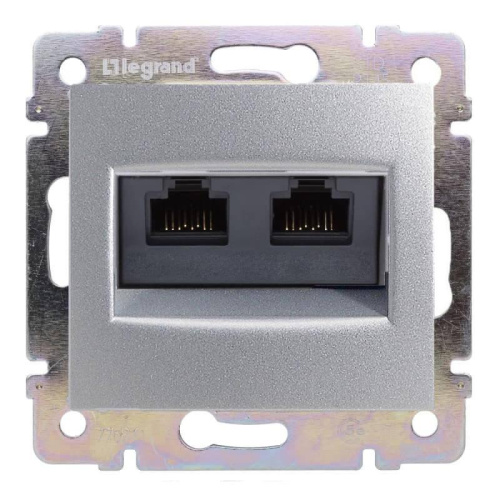 Розетка компьютерная 2хRJ45 Legrand Valena 6 кат FTP на винтах алюминий 770233 Розетка компьютерная 2хRJ45 Legrand Valena 6 кат FTP на винтах алюминий 770233