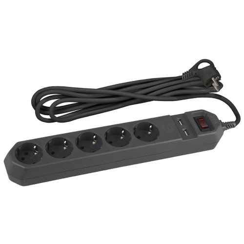 Сетевой фильтр ЭРА USF-5es-1.5m-USB-B Б0019036 Сетевой фильтр ЭРА USF-5es-1.5m-USB-B Б0019036