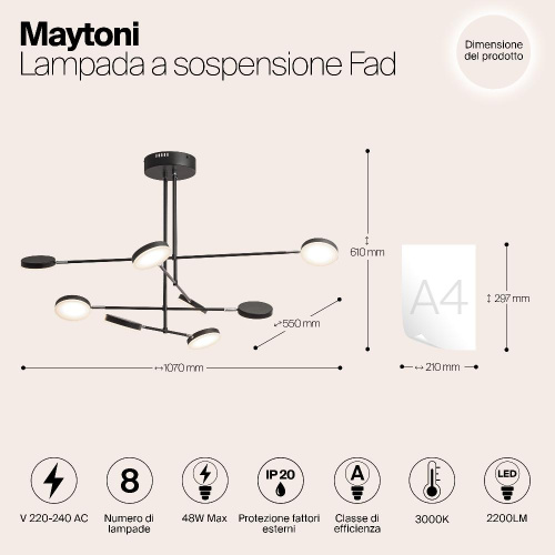 Подвесной светодиодный светильник Maytoni Fad MOD070PL-L48B3K Подвесной светодиодный светильник Maytoni Fad MOD070PL-L48B3K