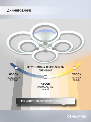 Потолочная светодиодная люстра Seven Fires Marton SF7104/7C-WT-RGB Потолочная светодиодная люстра Seven Fires Marton SF7104/7C-WT-RGB