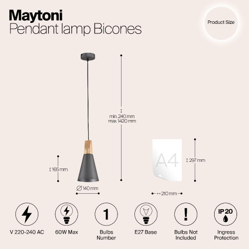 Подвесной светильник Maytoni Bicones P359-PL-140-C Подвесной светильник Maytoni Bicones P359-PL-140-C