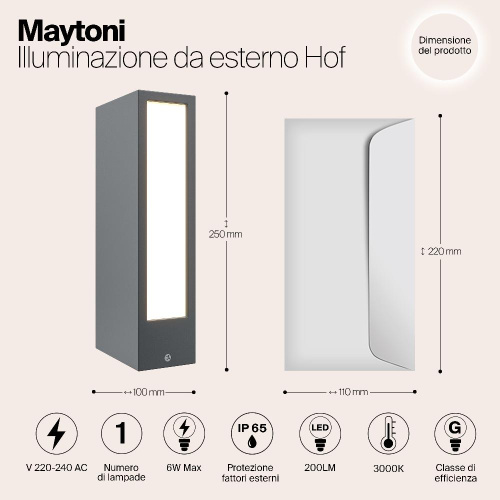 Уличный светодиодный светильник Maytoni Hof O422FL-L6GF Уличный светодиодный светильник Maytoni Hof O422FL-L6GF