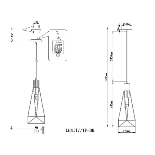 Подвесной светильник Lumien Hall Карру LH4117/1P-BK Подвесной светильник Lumien Hall Карру LH4117/1P-BK