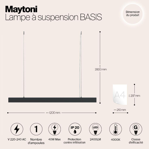 Подвесной светодиодный светильник Maytoni Vinder P051PL-L40B4K Подвесной светодиодный светильник Maytoni Vinder P051PL-L40B4K