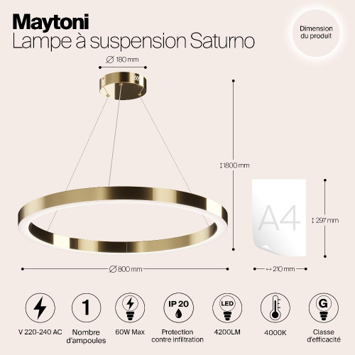 Подвесная светодиодная люстра Maytoni Saturno MOD415PL-L60BS4K Подвесная светодиодная люстра Maytoni Saturno MOD415PL-L60BS4K
