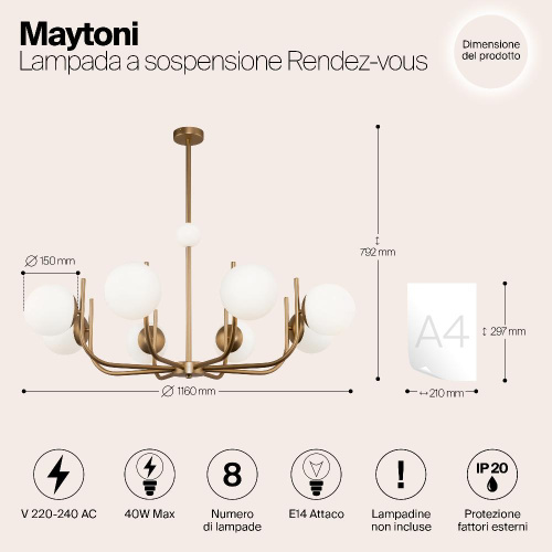 Подвесная люстра Maytoni Rendez-Vous MOD109PL-08BS Подвесная люстра Maytoni Rendez-Vous MOD109PL-08BS