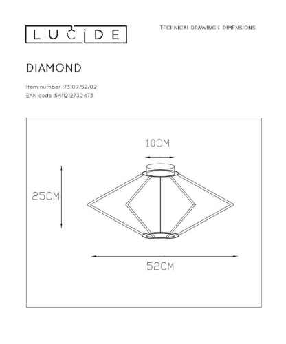 Потолочный светильник Lucide Diamond 73107/52/02 Потолочный светильник Lucide Diamond 73107/52/02