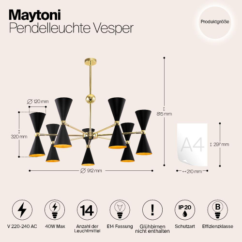 Подвесная люстра Maytoni Vesper MOD108PL-14GB Подвесная люстра Maytoni Vesper MOD108PL-14GB
