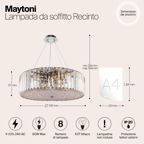 Подвесная люстра Maytoni Recinto MOD080CL-08CH Подвесная люстра Maytoni Recinto MOD080CL-08CH