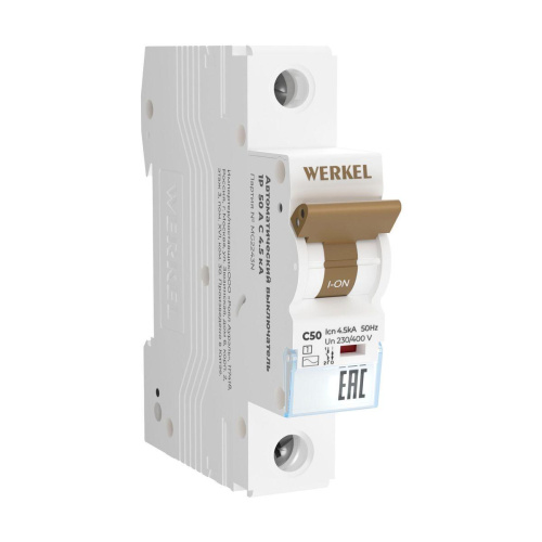 Автоматический выключатель Werkel 1P 50A C 4,5kA W901P504 4690389192739 Автоматический выключатель Werkel 1P 50A C 4,5kA W901P504 4690389192739