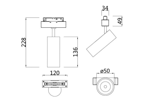 Трековый светодиодный светильник для магнитного шинопровода Maytoni Technical Track lamps TR019-2-10W4K-MG Трековый светодиодный светильник для магнитного шинопровода Maytoni Technical Track lamps TR019-2-10W4K-MG