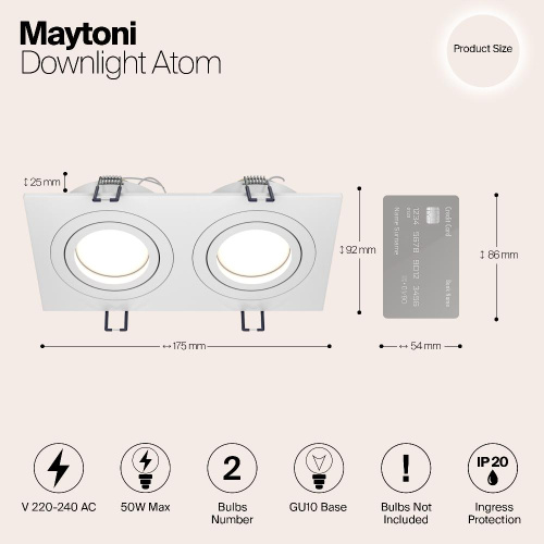 Встраиваемый светильник Maytoni Atom DL024-2-02W Встраиваемый светильник Maytoni Atom DL024-2-02W