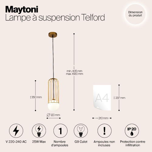 Подвесной светильник Maytoni Telford P361PL-01G Подвесной светильник Maytoni Telford P361PL-01G