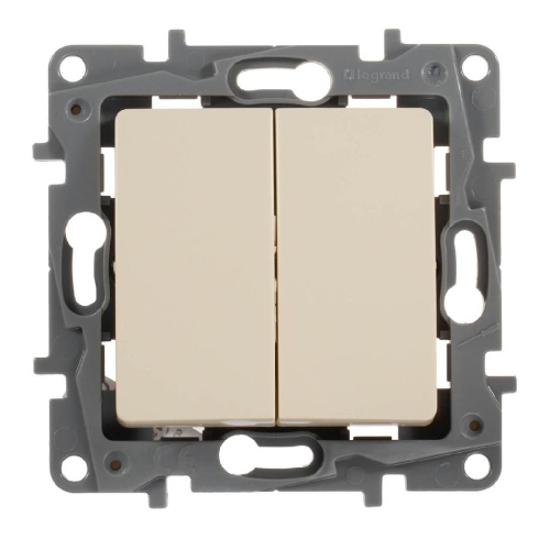 Выключатель двухклавишный Legrand Etika 10A 250V слоновая кость 672302 Выключатель двухклавишный Legrand Etika 10A 250V слоновая кость 672302